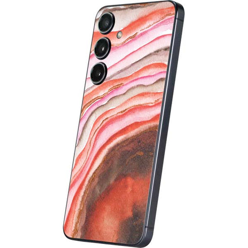 Orange Watercolor Geode Galaxy S25 Skin